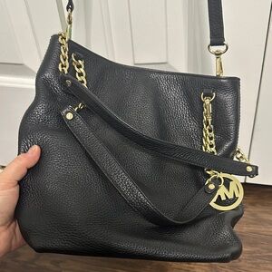 MICHAEL Michael Kors Black Pebbled Leather Shoulder Bag